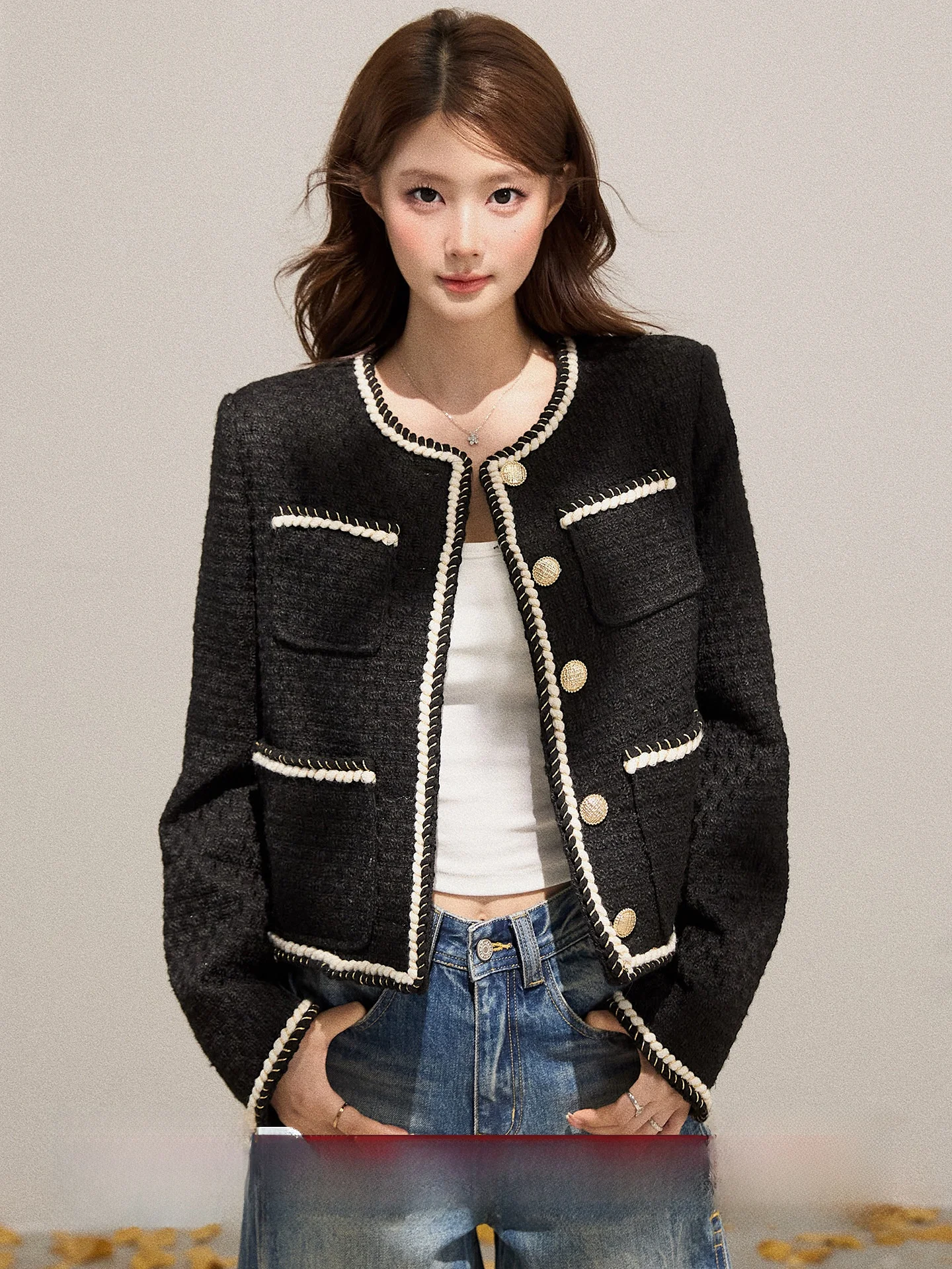 

Женская верхняя одежда Exaant в стиле ретро с пэчворком, длинными рукавами и круглым вырезом, свободного прямого кроя, для ранней осени, роскошный топ, стройнящий фигуру