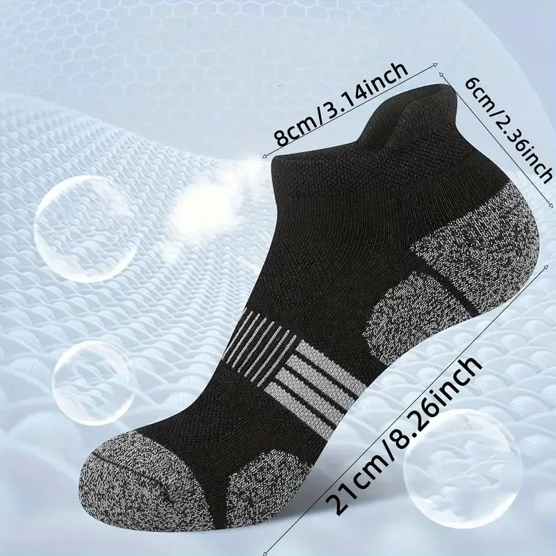 1–6 Paar Unisex, dick gepolstert, niedrig geschnittene Laufsocken, Sommer, atmungsaktiv, schweißabsorbierend, modisch, gestreiftes Design, lässige Socken