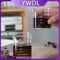 90/120ml Square Espresso Measuring Cup With Scale Transparent Single Mouth Milk Jug Coffee Supplies Glass Kitchen Measure Mug
