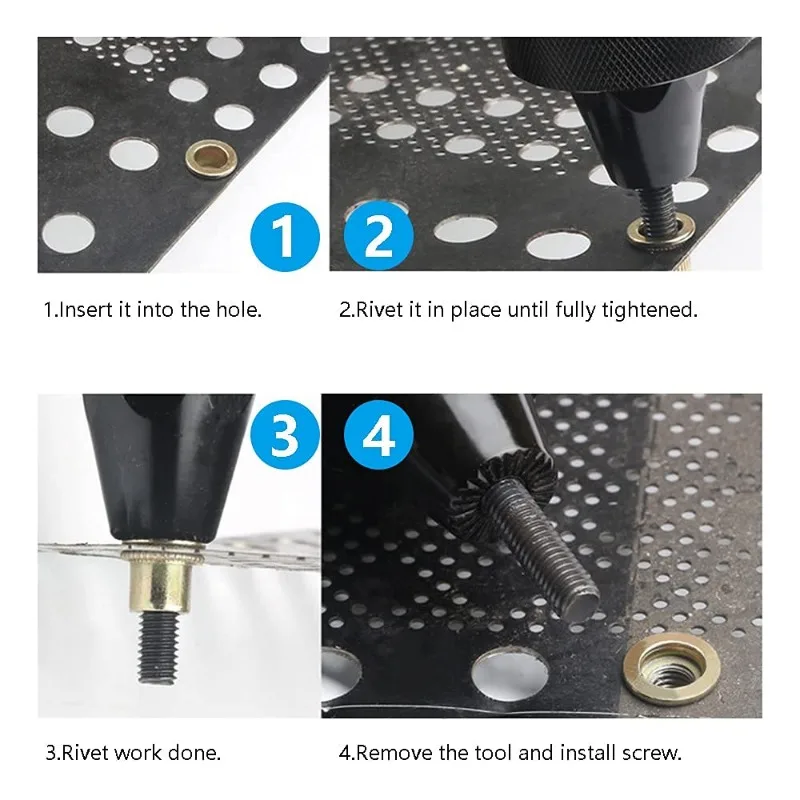 Dadi per rivetti Inserto filettato a testa piatta Tappo per dado per rivettatrice Pistola di fissaggio in acciaio al carbonio zincato Accessorio hardware in metallo