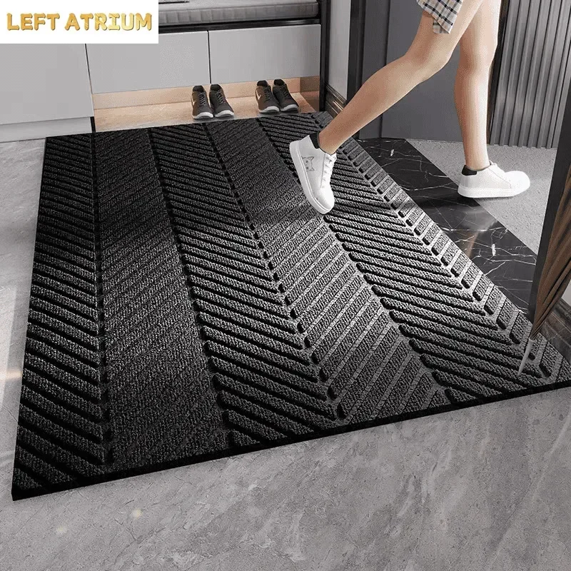 Front Door Entrance Mat Heavy Duty Natural Rubber Mat Easy Clean Low Profile Doormat Indoor Outdoor House Doormat Decor