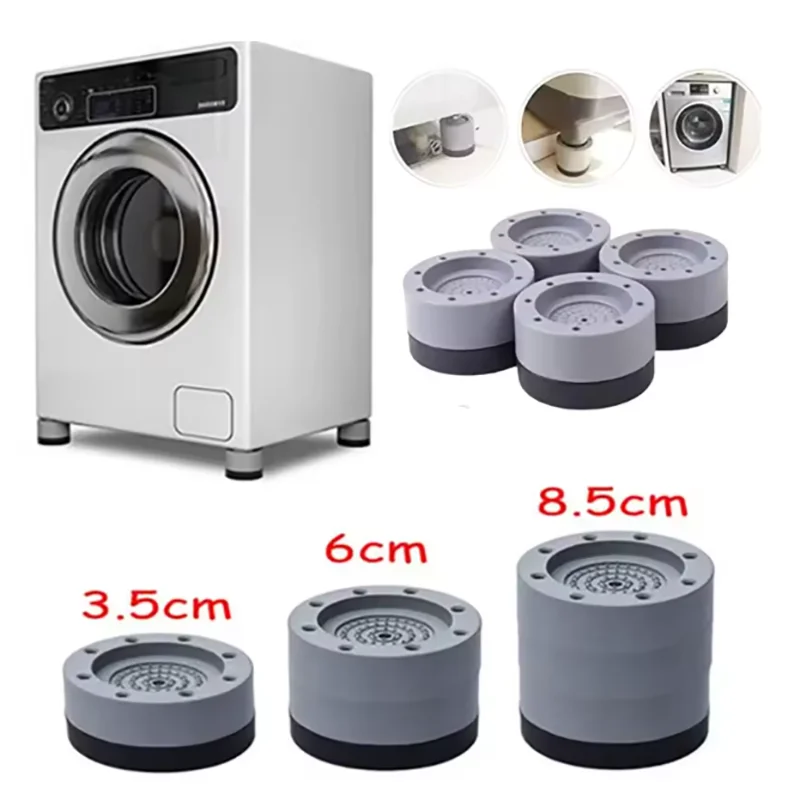 

4 шт. антивибрационные подушечки для стиральной машины, подъемные резиновые ножки, противоскользящие, бесшумные, выравниватель мебели, универсальные демпферы, фиксированное основание