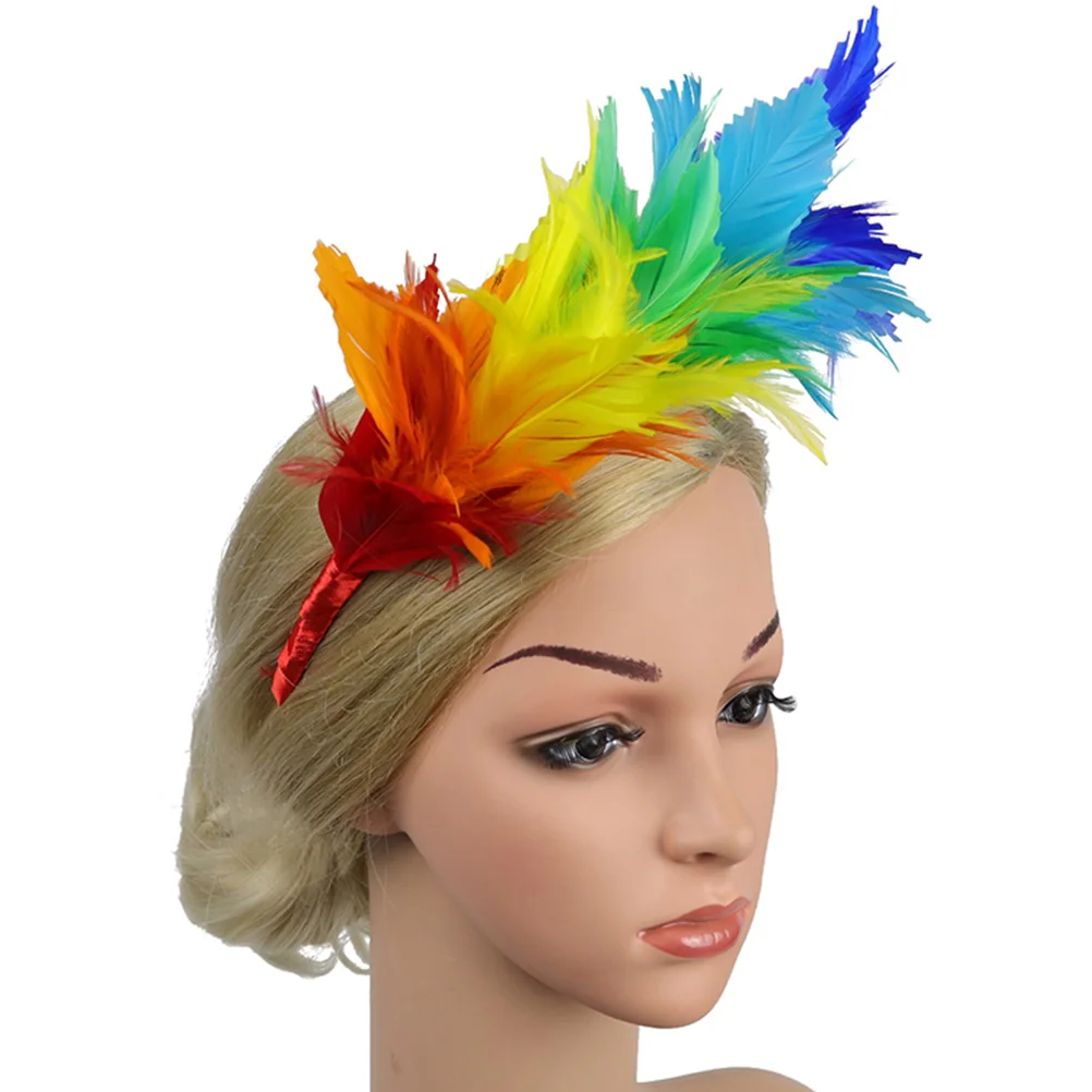 Colorful Feather Headband Women Headdress Feminine Hair Decor Holiday Party Headwear Elegant Hoops Graceful For