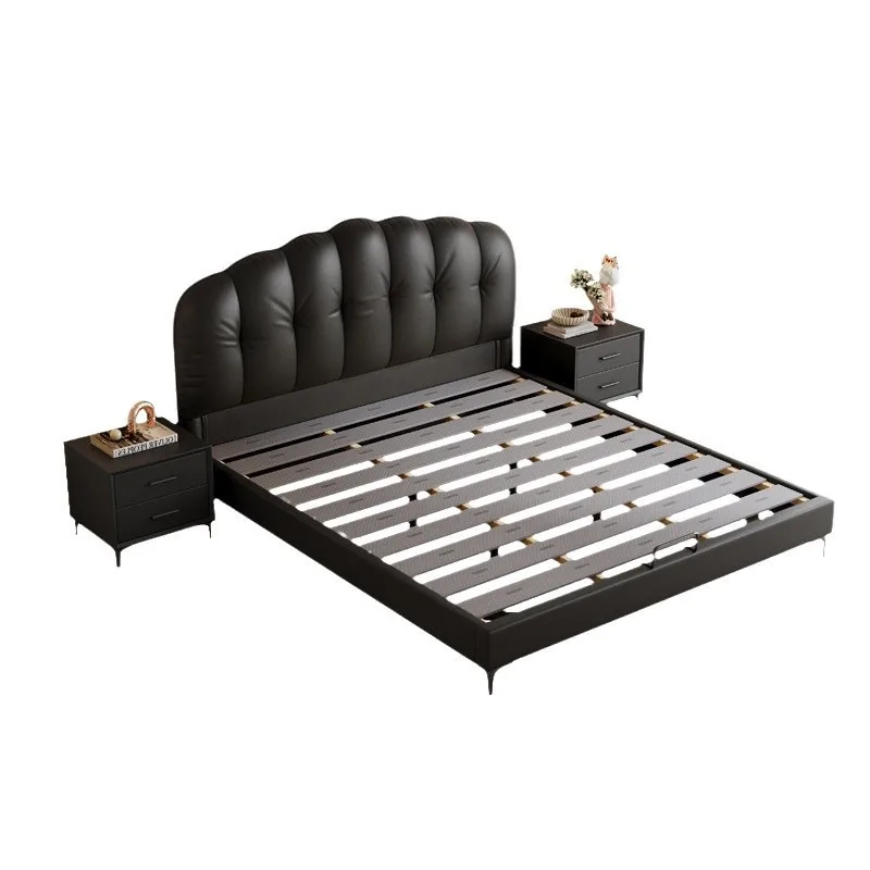 

Modern simplicity, puff bed, Italian light luxury minimalist, master bedroom leathe