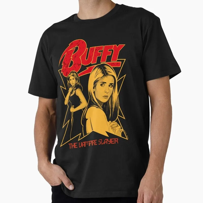 Buffy Inspired Graphic T-Shirt, 0811 Vintage Vampire Slayer Print Tee, Retro Horror Series Short Sleeve Casual Shirt US Size Top