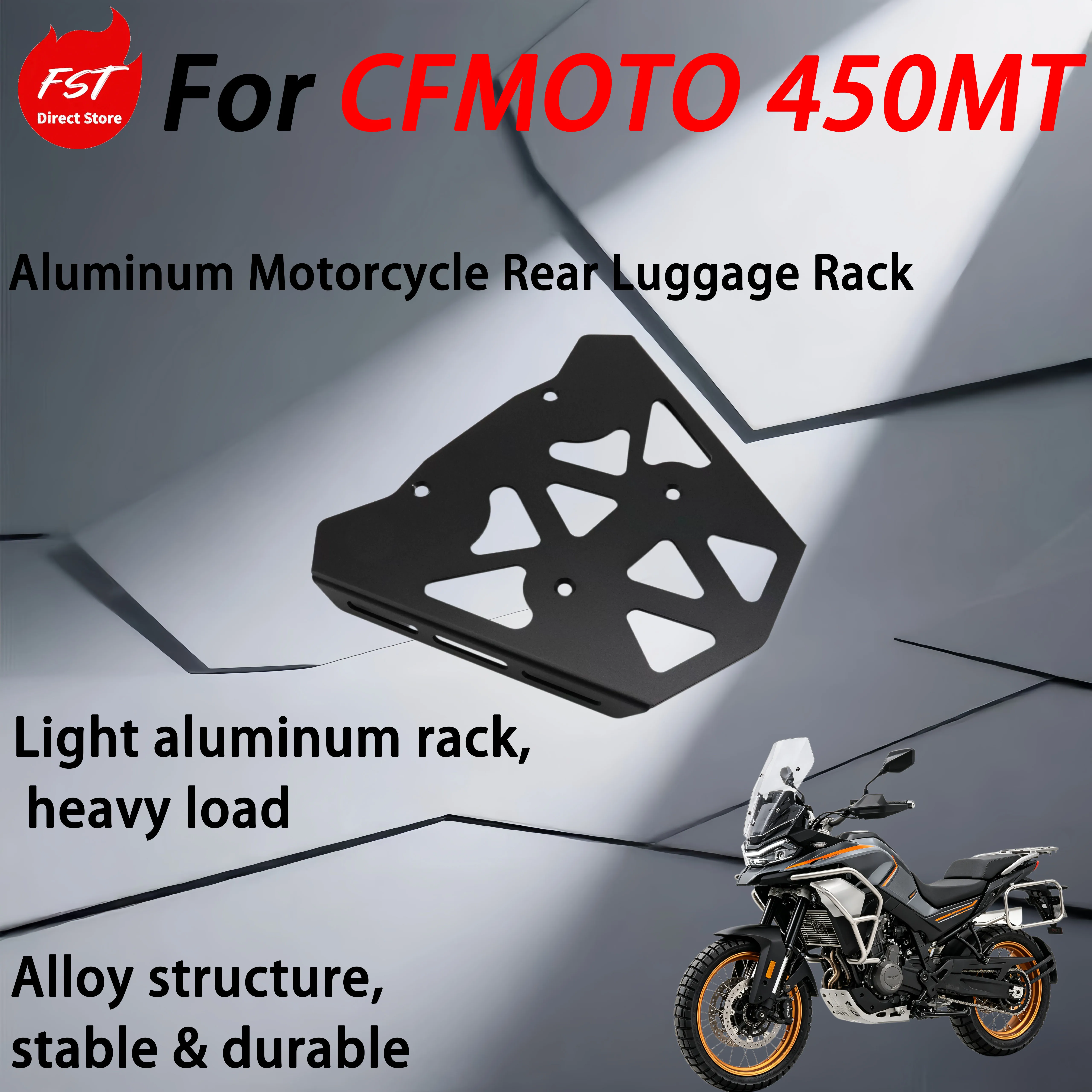 For CFMOTO 450MT Motorbike Alloy Rear Cargo Rack Aluminum Tail Luggage Support Bracket Parts Simple installation