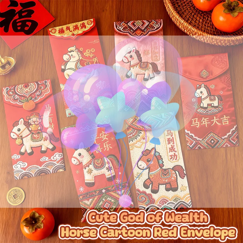 

6pcs New Year Red Envelope Horse Year Red Envelope Chinese Spring Festival Hongbao Lucky Money Pocket 2026 New Year Decorations