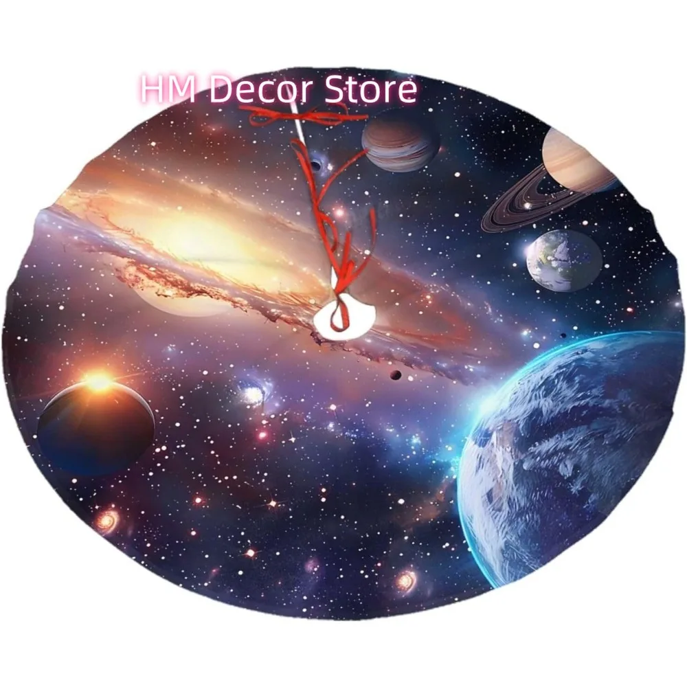 Falda de árbol de Navidad con planeta del sistema solar, 30 pulgadas, falda de árbol espacial, tapete para árbol de vacaciones, decoraciones para Navidad, fiesta de año nuevo, interior O
