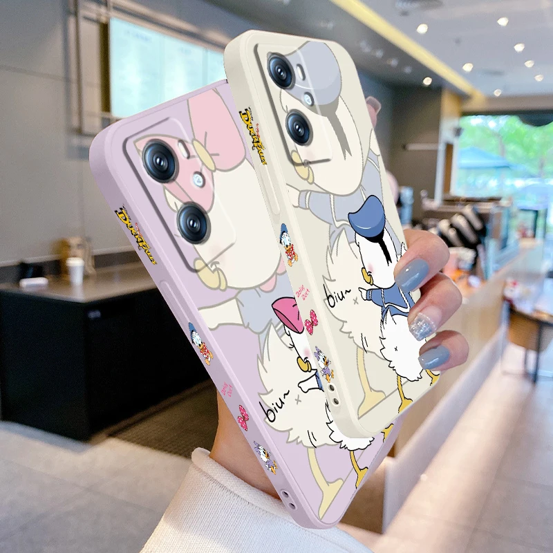 Disney Cute Art Donald Duck Liquid Left Rope For OPPO Find X6 X5 X3 A98 A96 A94 A93 A77 A76 A74 A72 A57 A53 A16 5G Back