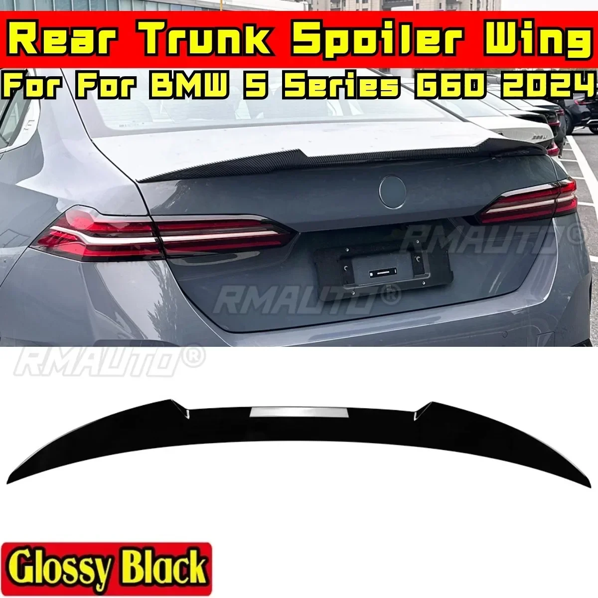 For BMW 5 Series I5 G60 2024 Body Kit Rear Spoiler Rear Wing Carbon Fiber Look Blade Style Rear Trunk Spoiler Car Accessories