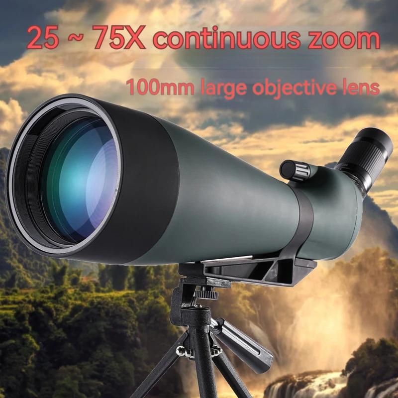 Astromania Spotting Scopes Telescope with Tripod 25-75X100 45 Degree Angled, Waterproof, for Birding, Scenery, Wildlife Viewing