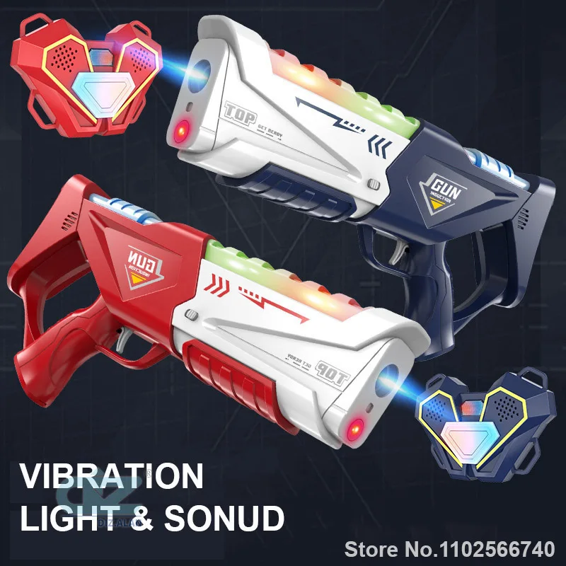 Conjunto de jogo de arma de brinquedo com etiqueta infravermelha infantil de 35cm com colete brinquedos elétricos para crianças esportes ao ar livre