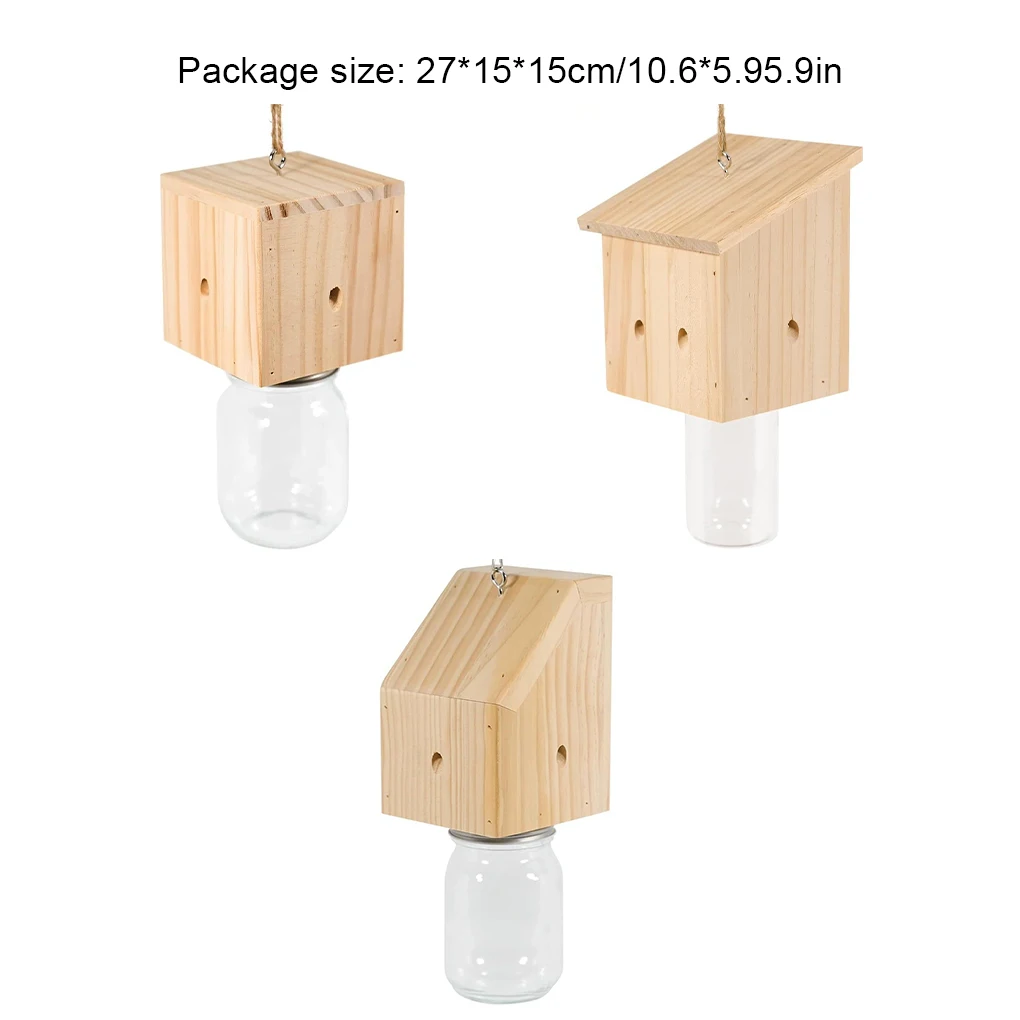 Loft Style Natural Hanging Bee Traps For Carpenter Bees Or Decks. Insect Traps With Detachable Safes