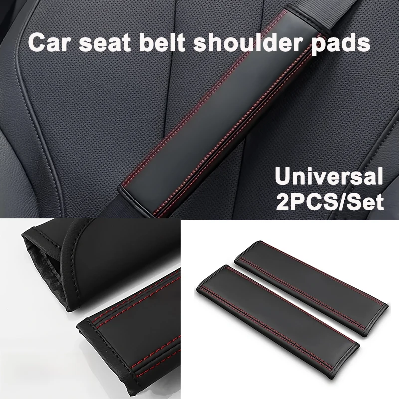2PCS Universal PU Leather Car Seat Belt Shoulder Pads Shock-absorbing Protective Cover Auto Interior Styling Accessories