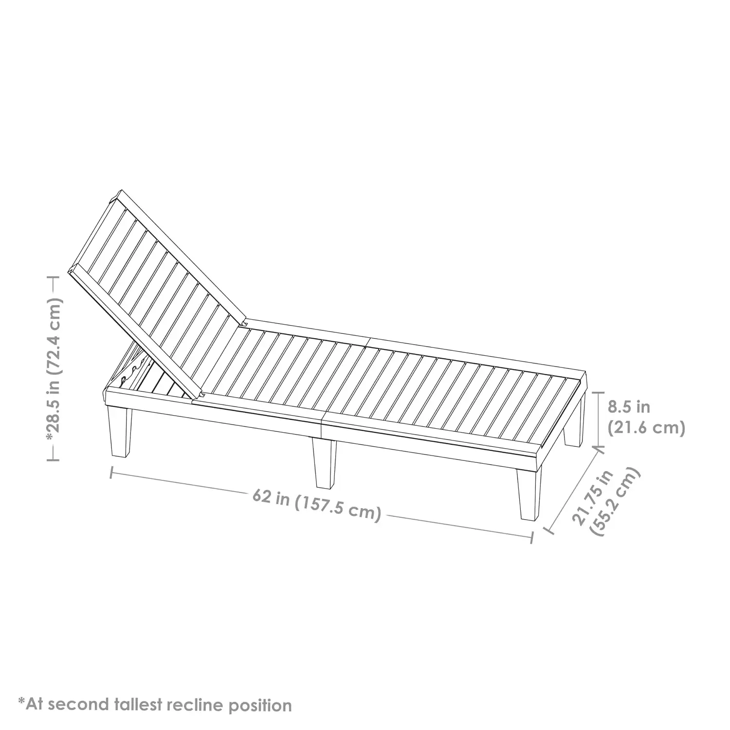 5-Position Adjustable Outdoor Chaise Lounge Chair UV Weather Resistant Polypropylene Resin Wood Look Design Black, Customized