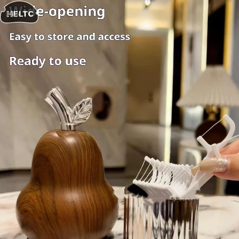 

1 шт., коробка для зубочисток в форме груши, деревянное зерно, бытовой роскошный органайзер для зубной нити, креативный держатель для зубочисток в форме груши