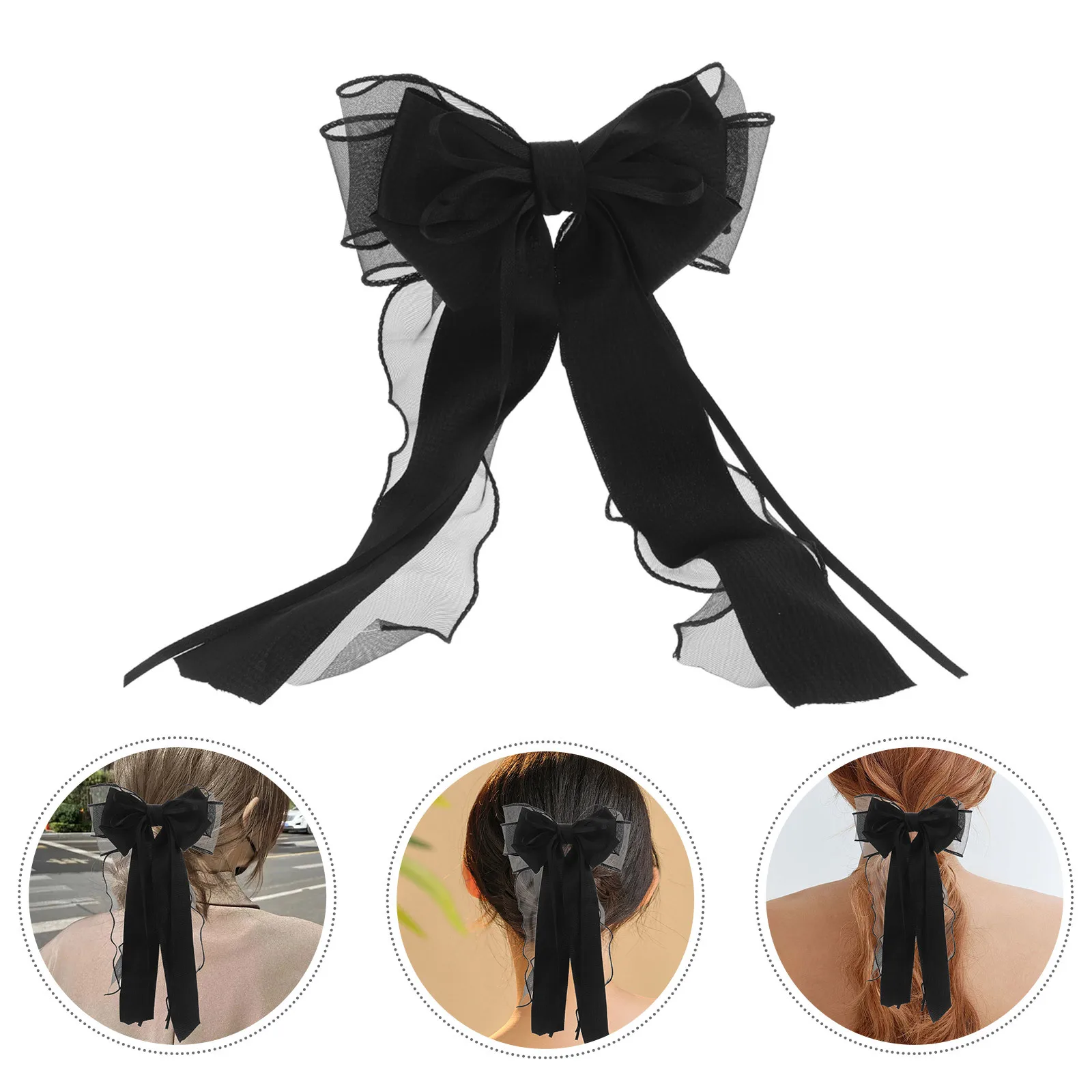 

Large Black Mesh Bow Hair Clips For Women Lace Hair Accessories Elegant Updo Decor Suitable For Weddings Parties Everyday