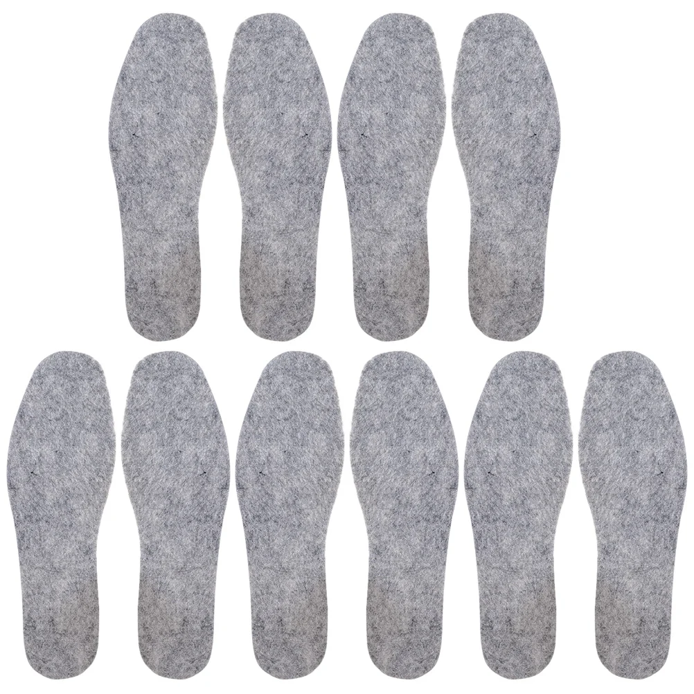 

5 Pairs Insole Wool Felt Boot Inserts for Men Shoe Pads Womens Insoles Keep Warm Boots Grey Women's