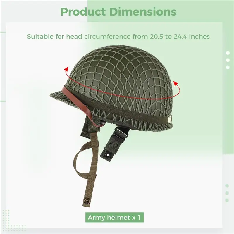 Army Green M1 Helmet US Army Helmet WW2 Gear Helmet Metal Steel Shell Replica Helmet With Net Canvas Chin Strap Cat Eye Band