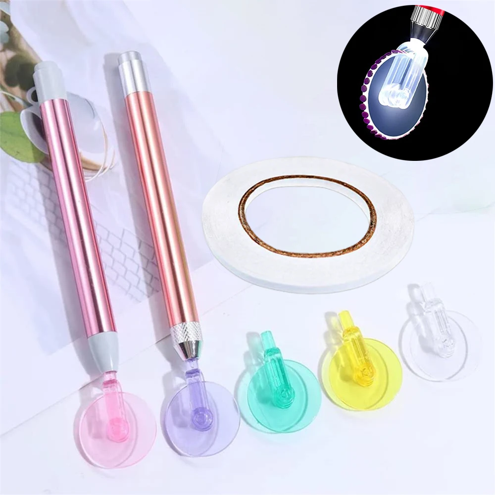 Lighting Scroll Wheel Point Drill Pen Roller Scroll 5D Diamond Painting LED Tool DIY Embroidery Accessories Adhesive Tape Kits