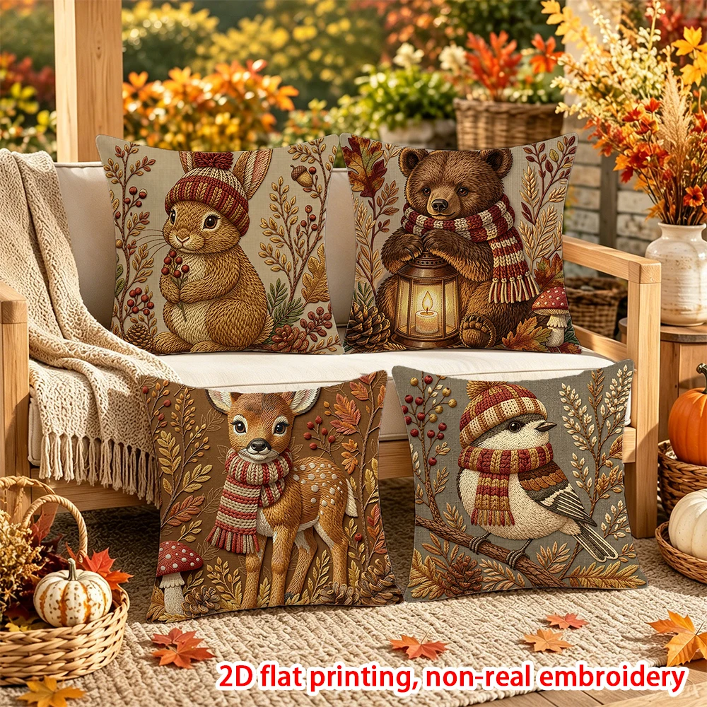4PCS Fall Farmhouse Throw Pillow Covers, Vintage Floral Home Sweet Home Grateful Blessed Decorative Cushion Cases