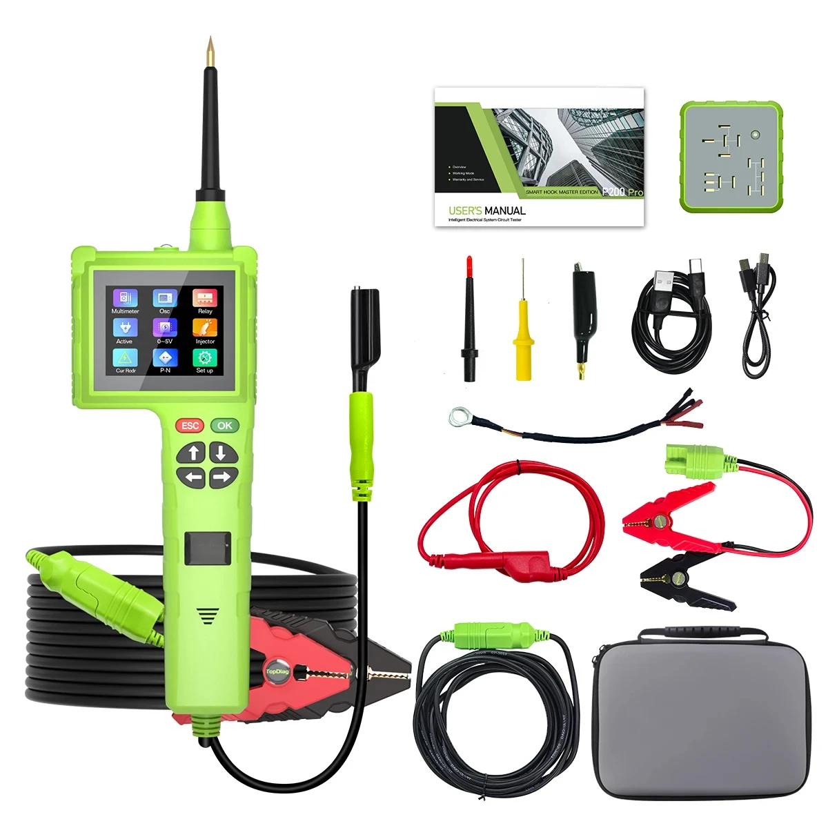 P200 Pro Automotive Circuit Tester 12V 24V Power Circuit Probe Kit Car Voltage Resistance Relay Test For Diagnostic Tool