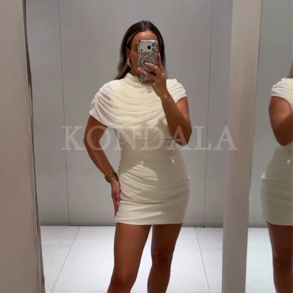 KONDALA 2025 خريف شتاء فساتين نسائية صغيرة أنيقة موضة ملابس الشارع الشهير المتدرج الصلبة شيك السيدات زمم بلا أكمام فساتين صغيرة #1