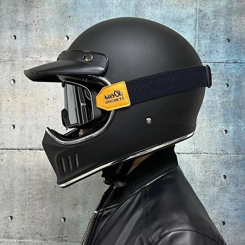 Vintage Full Face Motorcycle Motocross Helmet ABS Shell Lightweight Casque High Quality Casco Moto Four Seasons Cruise view 2