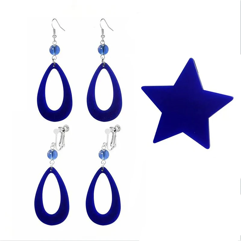 Anime Citrus Aihara Yuzu Acrylic Earrings Cosplay Props Accessories Ear Clips Ear hole Blue Droplet Earrings Xmas Gifts