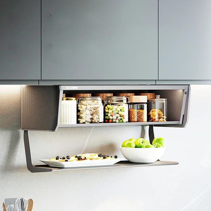 Heavy duty 2-story wall drop-down shelf cabinet