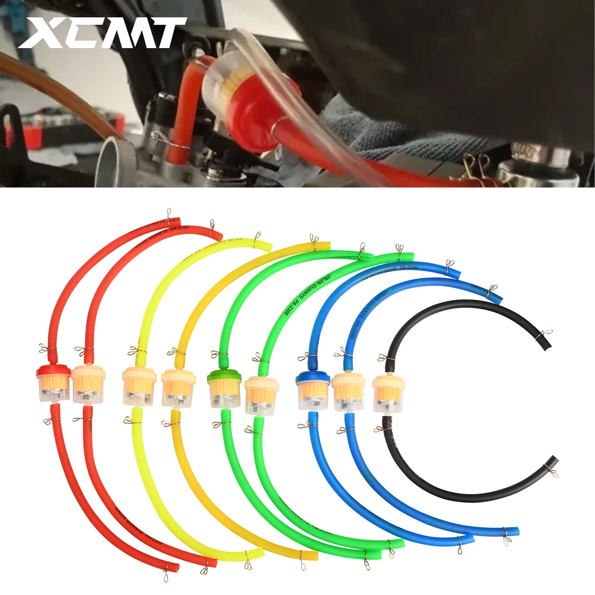 Filtros universales de combustible para motocicleta y tubo de combustible para 49cc 50cc 110cc 125cc 150cc Dirt Pit Bike ciclomotor Scooter ATV Go Kart