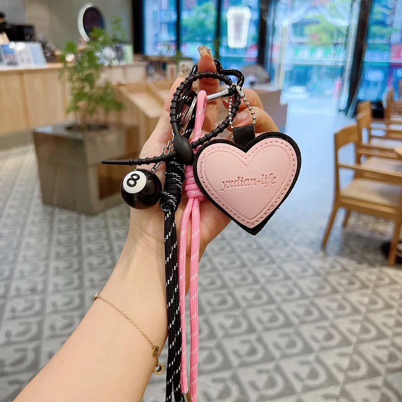 Fashion Creative Lucky Billiard Black No.8 Ball Key Chain Weaving Colorful Rope Bag Hanging Trendy Bag Hanging Jewelry Gift image 3