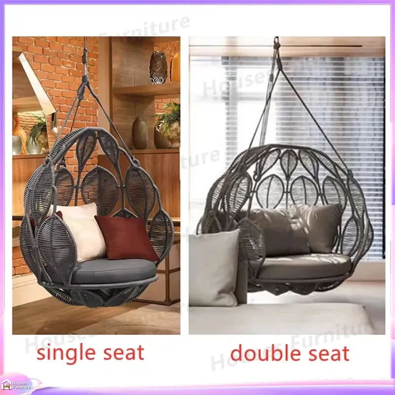 Outdoor Rope Swing Chair Hanging Garden Hammock Seat Patio Backyard Porch Balcony Decor Relaxing Furniture for Adults Kids