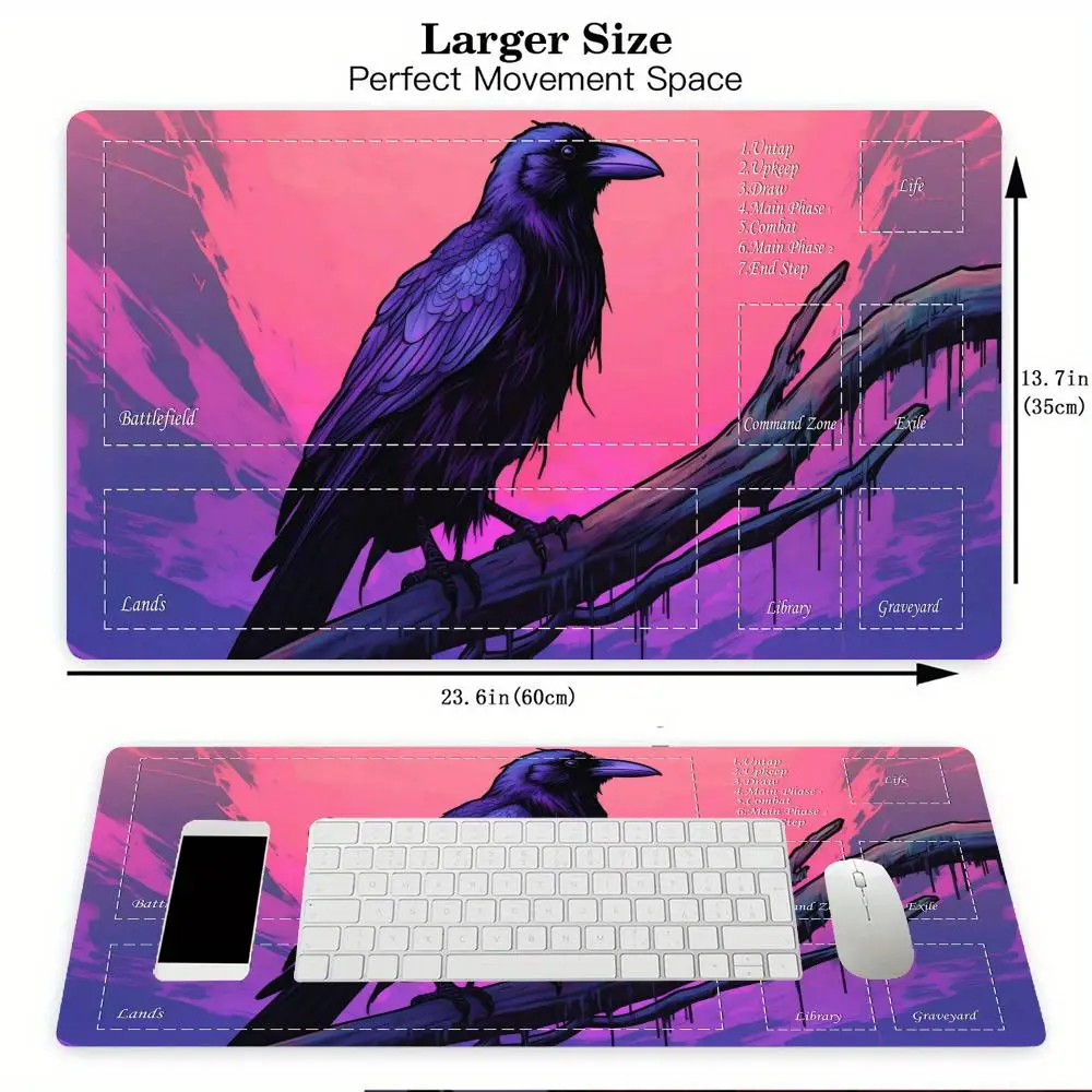 Modello di corvo in stile gotico MTG Playmat Magic Card Battle Mat Antiscivolo Durevole 35X60CM Commander playmat tapete magic mtg Tappetino da scrivania