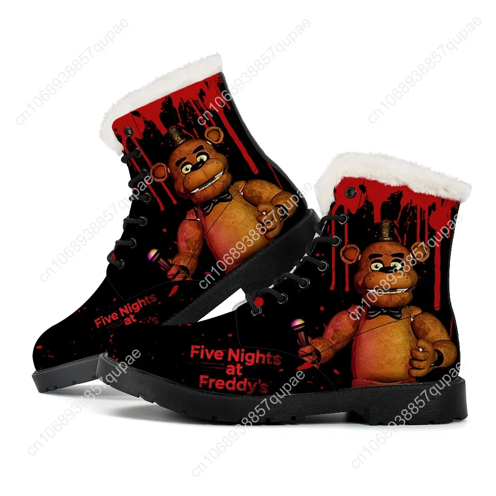 Fnaf F-Freddy At Game N-Nights F-Five Plush Flat Boots HI Anime Teenager Custom Boot High Quality Couple Customized Sports Shoes