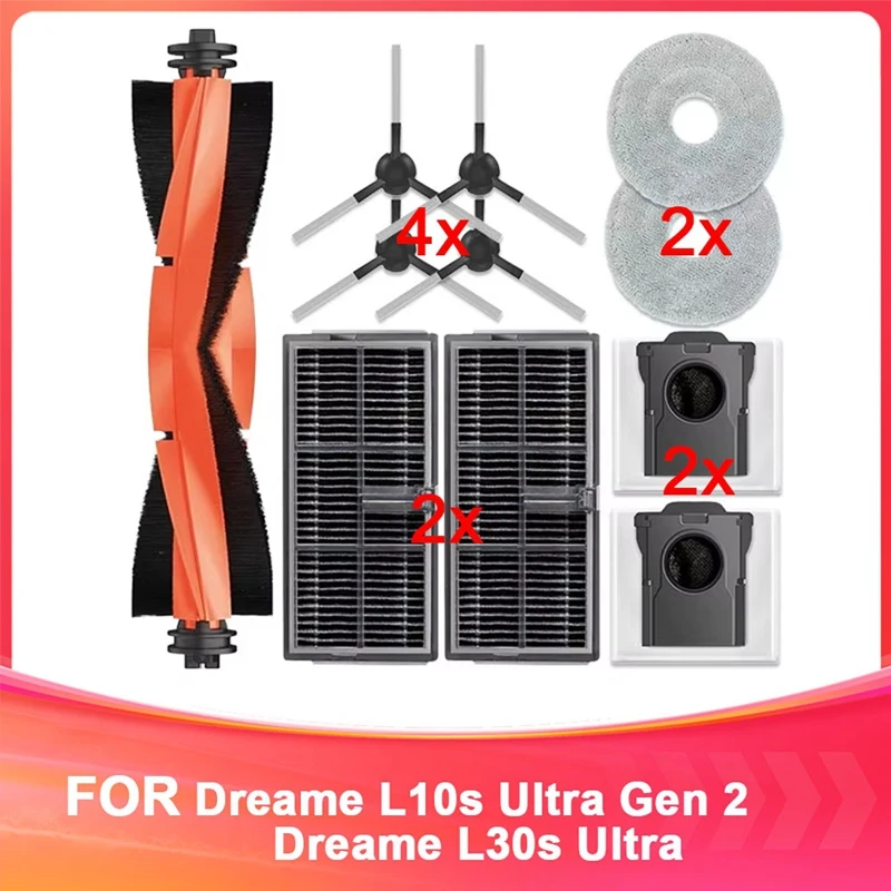 

Y50A-Для Dreame L10s Ultra Gen 2, Dreame L30s Ultra Запасные части Основный ролик Боковая щетка Фильтр Швабра Тканевый мешок для пыли Аксессуары