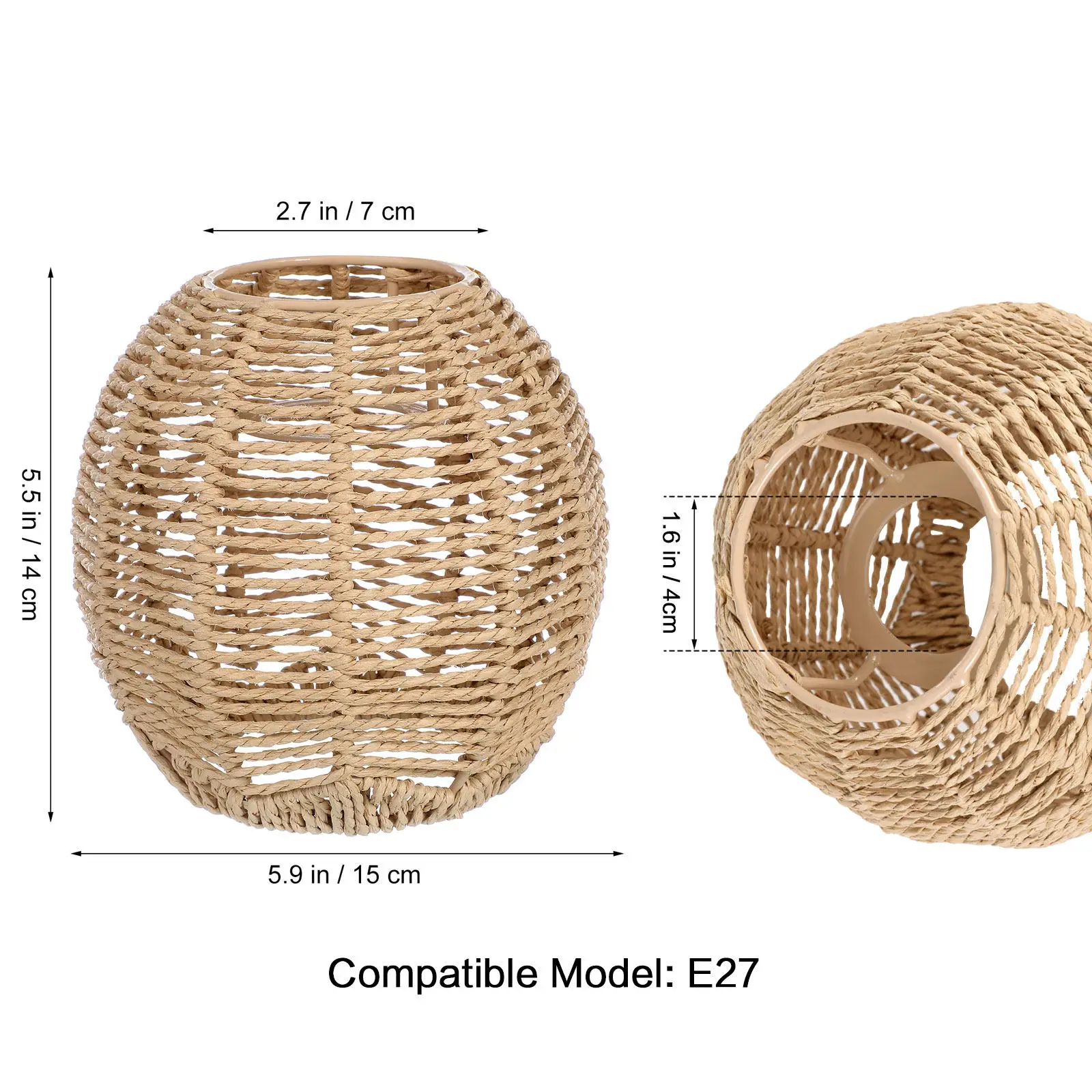 Modern Style Woven Chandelier Shade Handmade Rattan Lamp Cover for Living Room Bedroom Study Decorative Lamp Accessory New