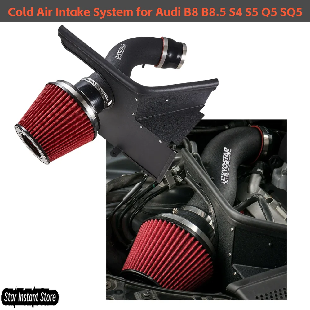 

Cold Air Intake System for Audi B8 B8.5 S4 S5 Q5 SQ5 2010+, 3.0T 3.2L V6 Engine Performance Kit