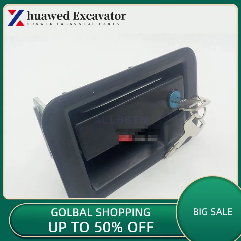 Cab Door Lock Assembly Lock Block Inner Grip Outer Handle Excavator Accessories For Hyundai R80 110 150 215 225 305-7 Excavator