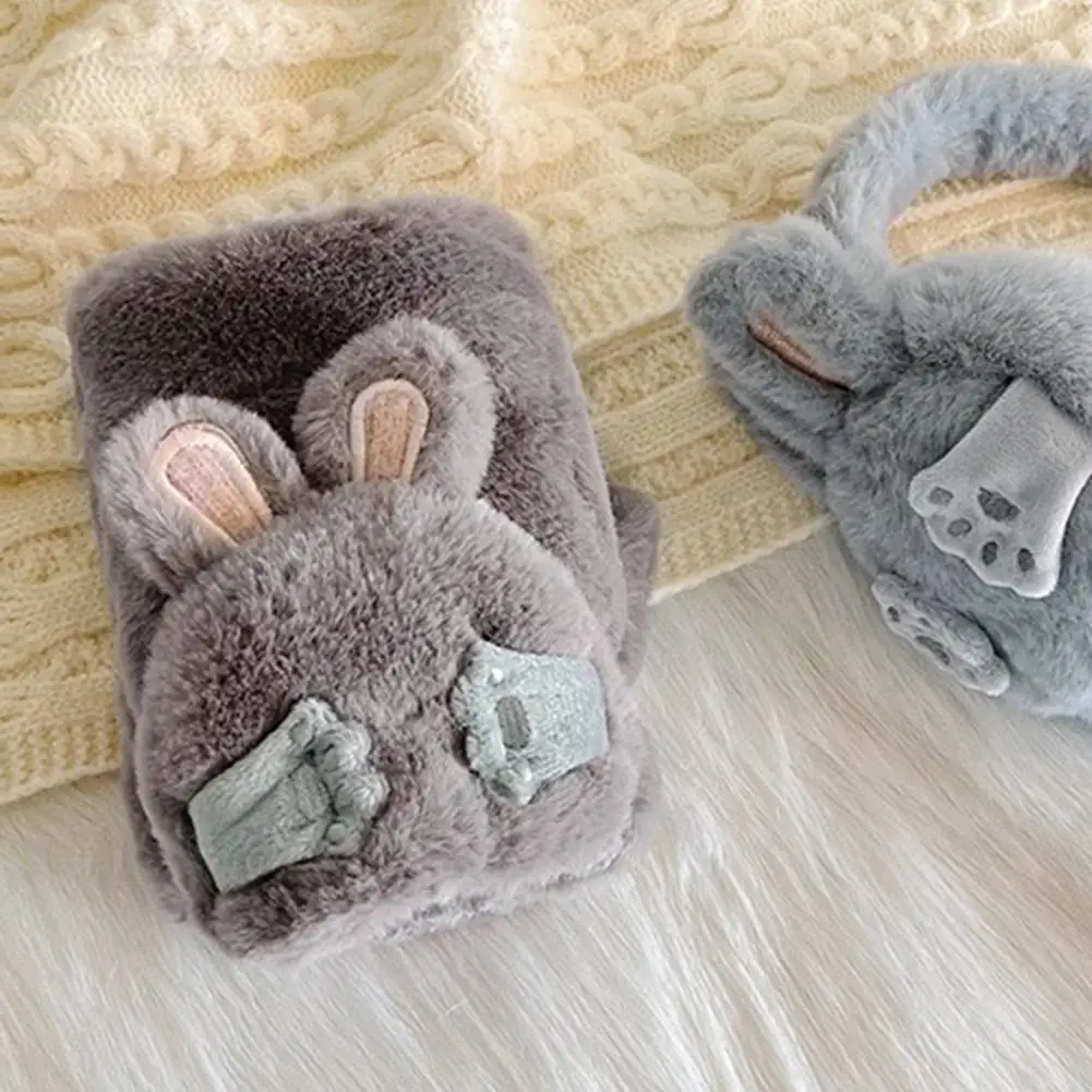 Plush Material Gloves Women Winter Gloves Women’s Plush Winter Gloves Thickened Fuzzy Rabbit Mittens Fingerless for Outdoor