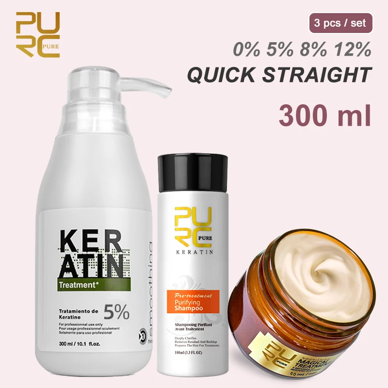 

PURC Brazilian Keratin For Hair Straightening Hair Mask Repair Damage Cleaning Shampoo Hair Smoothing Keratin Treatment Products