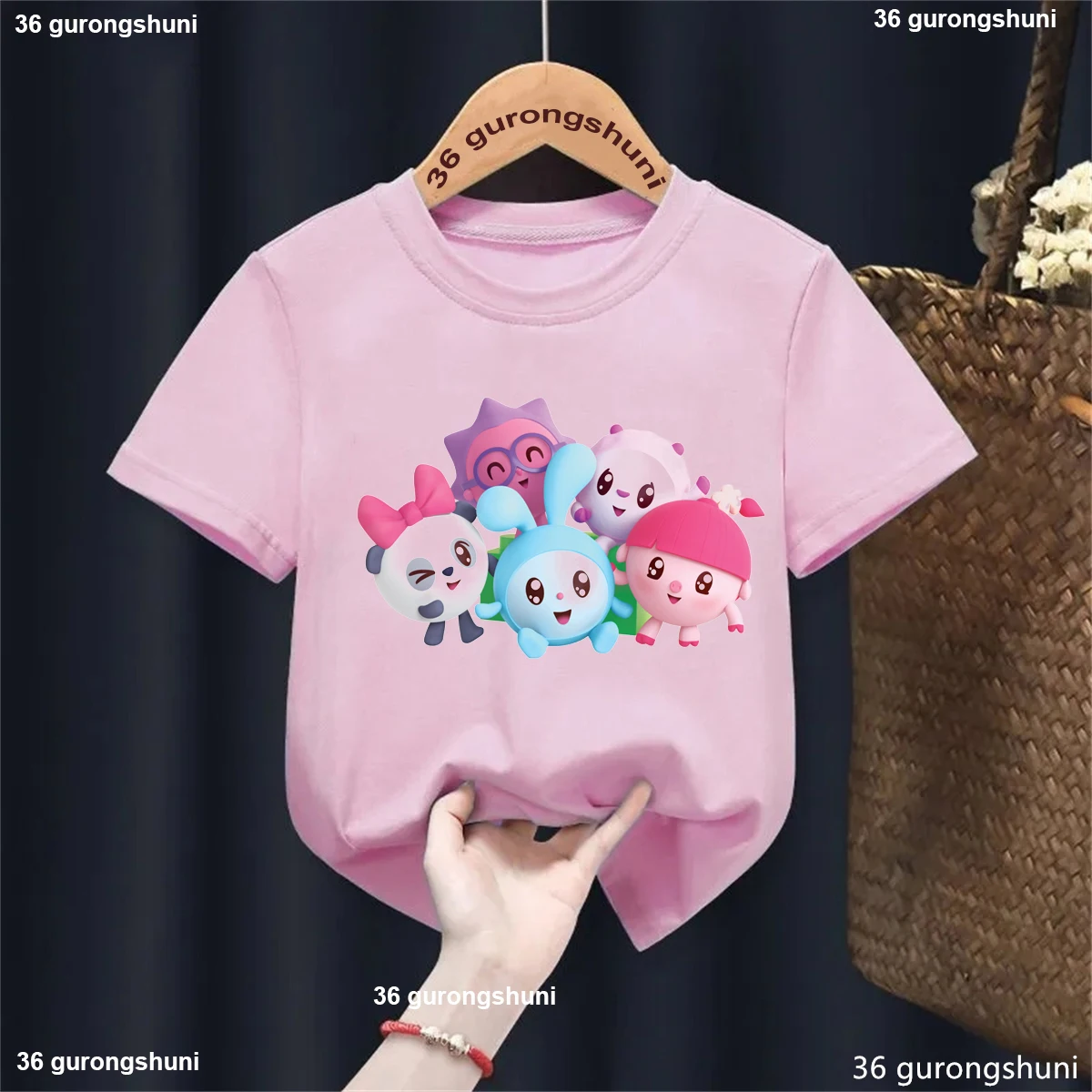 T-shirt engraçada kawaii bebé, Tops de desenho animado babyriki, manga curta, roupa infantil, menino, meninas, verão, 1 a 13 anos