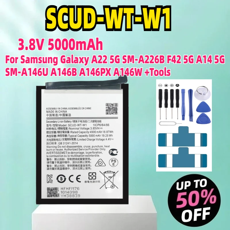 

SCUD-WT-W1 3.8V 5000mAh Battery For Samsung Galaxy A22 5G SM-A226B F42 5G A14 5G SM-A146U A146B A146P A146W