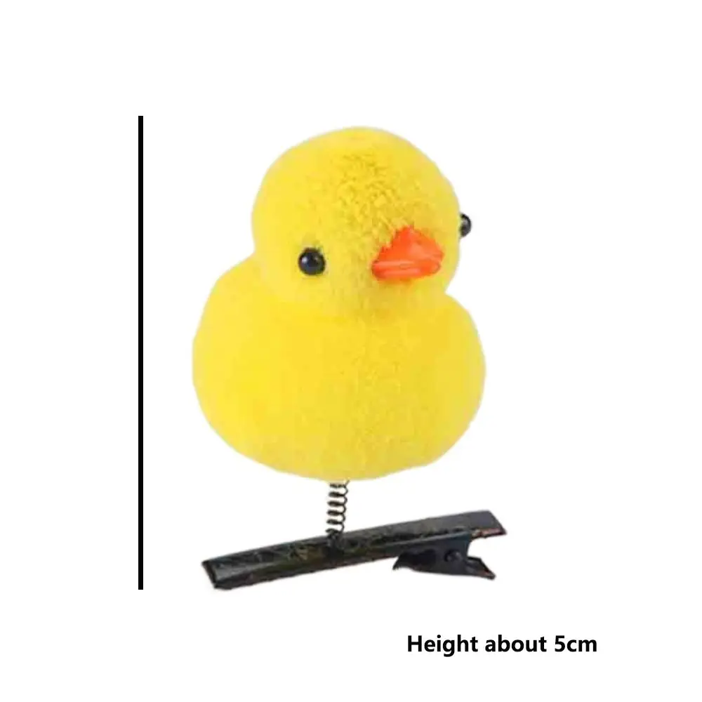 مشبك شعر على شكل بطة صفراء صغيرة من القطيفة مشبك شعر ربيعي على شكل فيونكة كرتونية ثلاثية الأبعاد أداة تصفيف الشعر