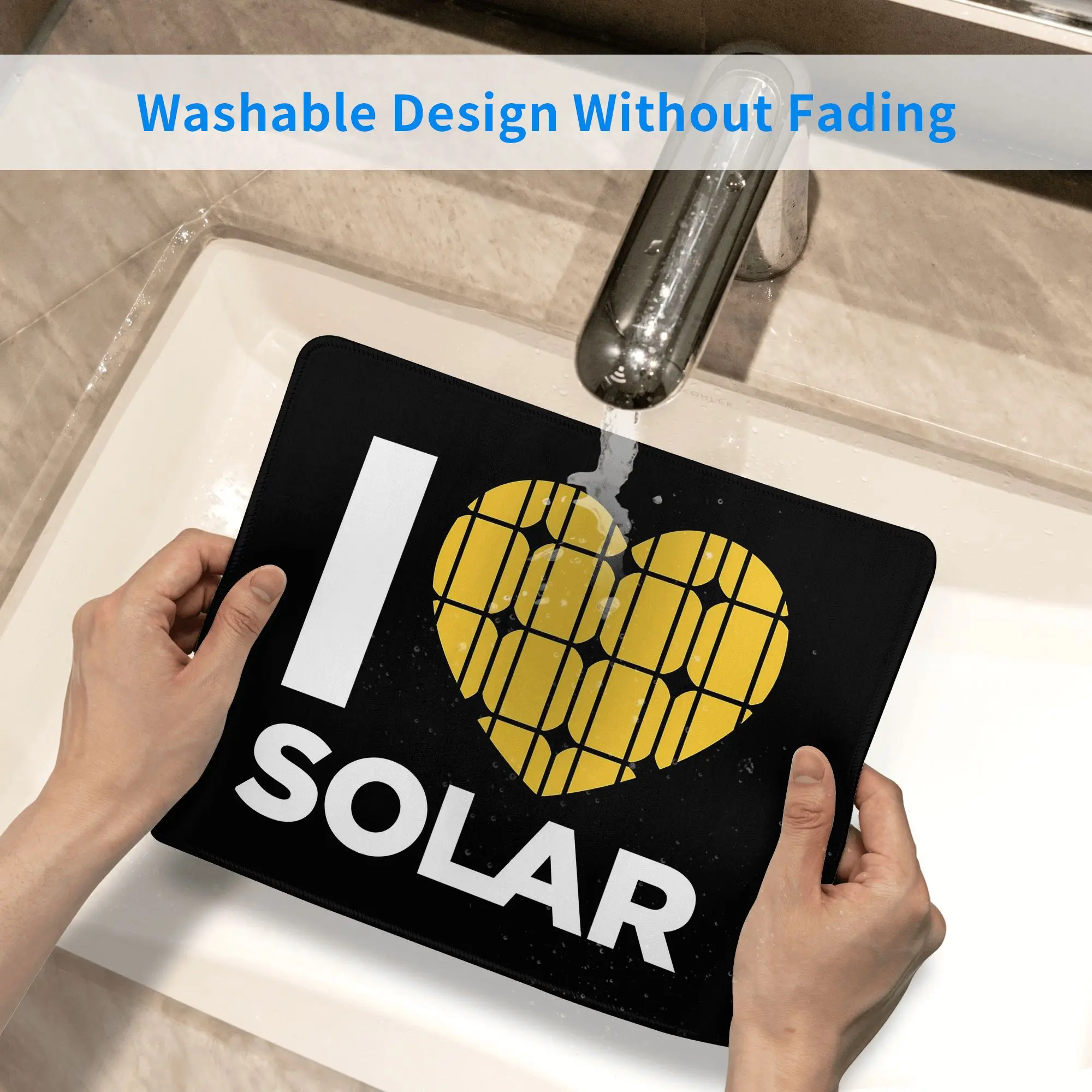 I Love Solar (블랙) 마우스 패드 컴퓨터 키보드 마우스 매트 게임용 PC 노트북 책상 매트 사무용품 테이블 매트