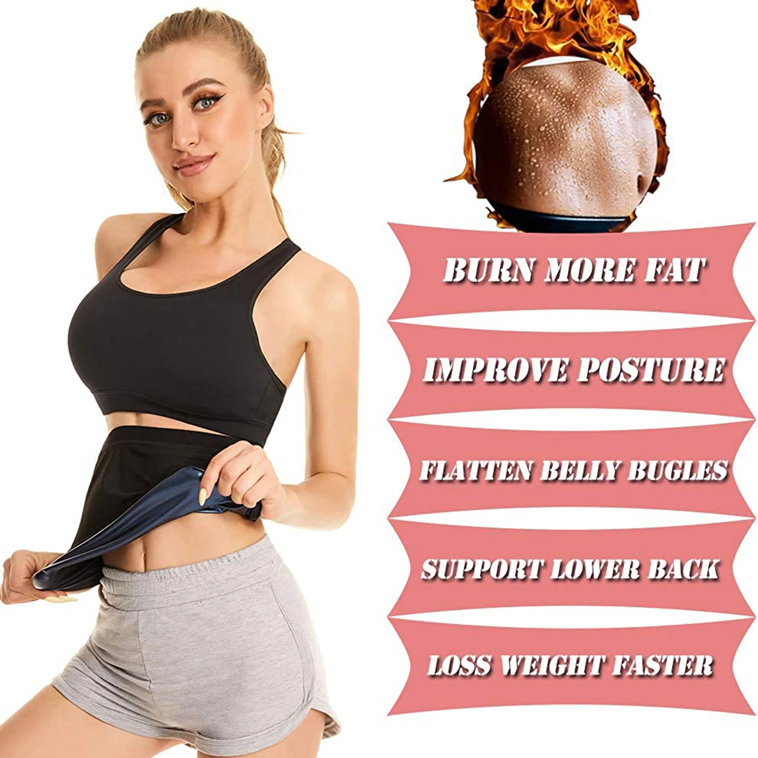 Waist Trainer for Women Shaper Sauna Sweat Belt Waist Trimmer