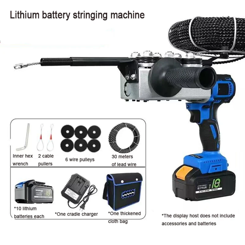 Imagem -02 - Máquina Automática de Fiação de Parede Eletricista Dispositivo de Rosqueamento Fiação Recarregável Li-ion Stringing Machine Linha de Fio Guia Extrator