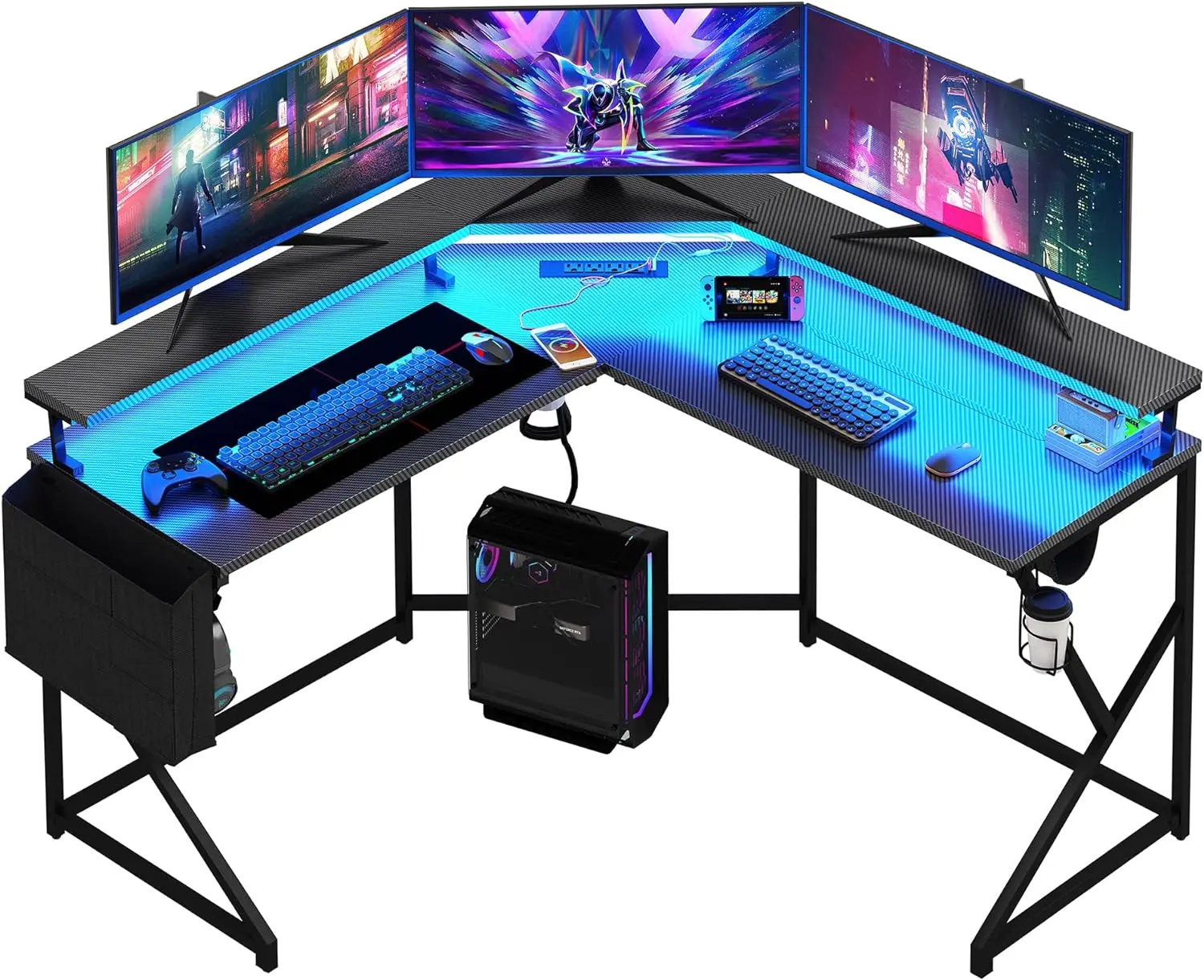 

！@Combohome Wholesale L-Shaped Computer PC Racing Style Black Office Desks Tables Game