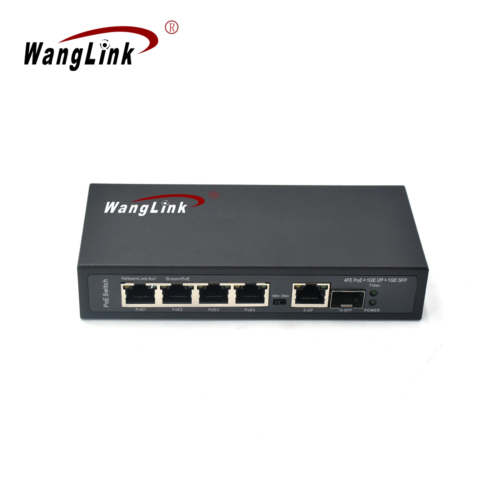 4-port PoE Switch, 1000Mbps, uplink, 1.25g SFP port for IP camera, 48V, 10/100m