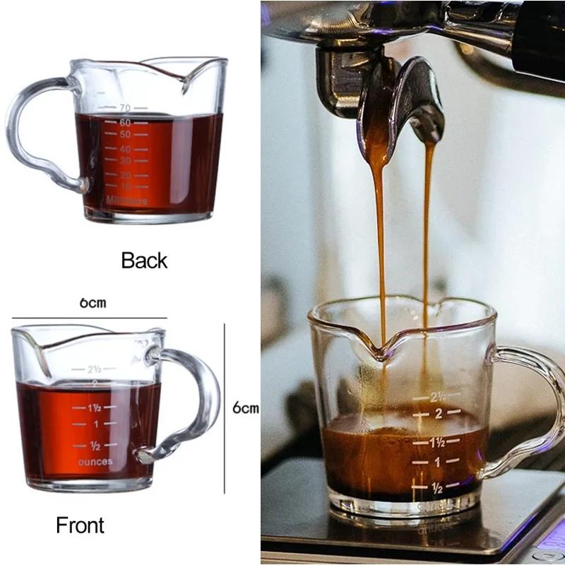 

Heat-resistant Glass Measuring Cup Jigger For Espresso Coffee Double-mouthed Ounce Shot Glass Small Milk Cup With Scale